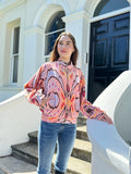 Luscious Luxurious Printed Velvet Jacket Peach Pink