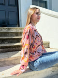 Luscious Luxurious Printed Velvet Jacket Peach Pink
