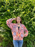 Luscious Luxurious Printed Velvet Jacket Peach Pink