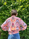 Luscious Luxurious Printed Velvet Jacket Peach Pink
