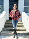 Luscious Luxurious Printed Velvet Jacket Peach Candy