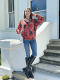 Luscious Luxurious Printed Velvet Jacket Peach Candy