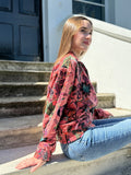 Luscious Luxurious Printed Velvet Jacket Peach Candy