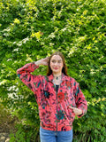 Luscious Luxurious Printed Velvet Jacket Peach Candy