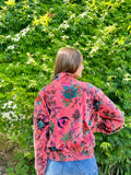Luscious Luxurious Printed Velvet Jacket Peach Candy