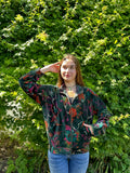 Luscious Luxurious Printed Velvet Jacket Elegant Royal Emerald Green
