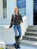 Luscious Luxurious Printed Velvet Jacket Elegant Royal Emerald Green