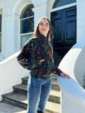 Luscious Luxurious Printed Velvet Jacket Elegant Royal Emerald Green