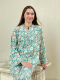 Luxury Hand Printed Indian Blockprint Pure High Quality Cotton With Mint green
