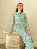 Luxury Hand Printed Indian Blockprint Pure High Quality Cotton With Mint green