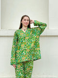 Luxury Hand Printed Indian Blockprint Pure High Quality Cotton With Bright Green Mustard