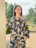 Luxury Hand Printed Indian Blockprint Pure High Quality Cotton With Elegant Navy double process