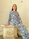 Luxury Hand Printed Indian Blockprint Pure High Quality Cotton With Green And White With Grey Blue Red