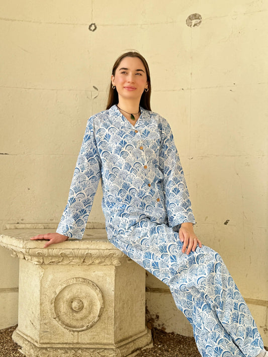 Luxury Hand Printed Indian Blockprint Pure High Quality Cotton With Blue print
