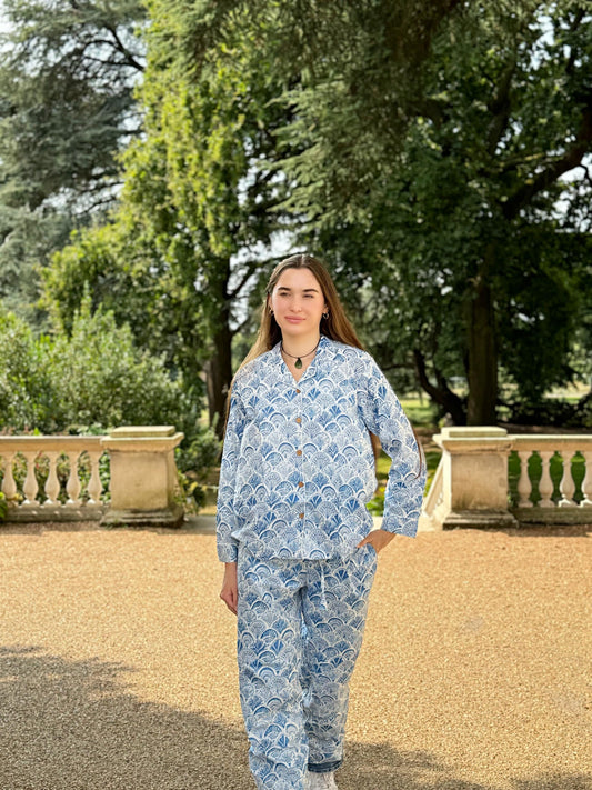 Luxury Hand Printed Indian Blockprint Pure High Quality Cotton With Blue print