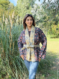 Pure Cotton Quilted (SElegant black brown Soft Yellow Hue
