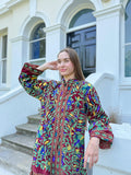 Exclusive Velvet Outdoor Jacket with Hand Embroidery. Maroon Green Voilet