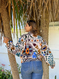 Suzani Hand Embroidered Short Bomber Jacket Ecru