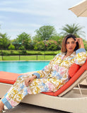 Luxury Hand Printed Indian Blockprint Pure High Quality Cotton With White blue stripe cheetah