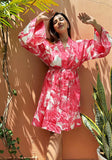 Pure Cotton Handprinted White Pink Jungle  Knee Length