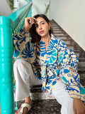 Suzani Hand Embroidered Short Jacket Classic Elegant Mint Blue Hues