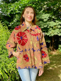 Suzani Hand Embroidered Short Jacket Soft Brown Hue