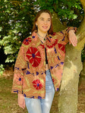 Suzani Hand Embroidered Short Jacket Soft Brown Hue