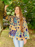 Japanese Style Loose Bolero with Pockets sz dr Autumn Winter Blue & Red Series