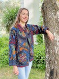 Suzani Hand Embroidered Short Jacket Quirky Black Muted Hues
