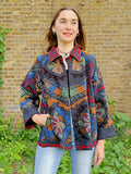 Suzani Hand Embroidered Short Jacket Quirky Black Muted Hues