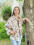 Suzani Hand Embroidered Short Jacket Classic Elegant White Sand Beige
