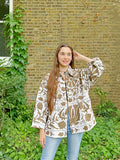 Suzani Hand Embroidered Short Jacket Classic Elegant White Sand Beige