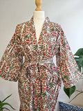 Pure Cotton Kimono in Green Pink