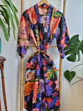 Pure Cotton Block printed Black Multicolour Botanical Bloom