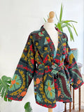 Suzani Hand Embroidered Short Jacket | Autumn Boho Uzbek Kashmir Crewel | Christmas Special Gift | Classic Matt Black Mustard Blue Red