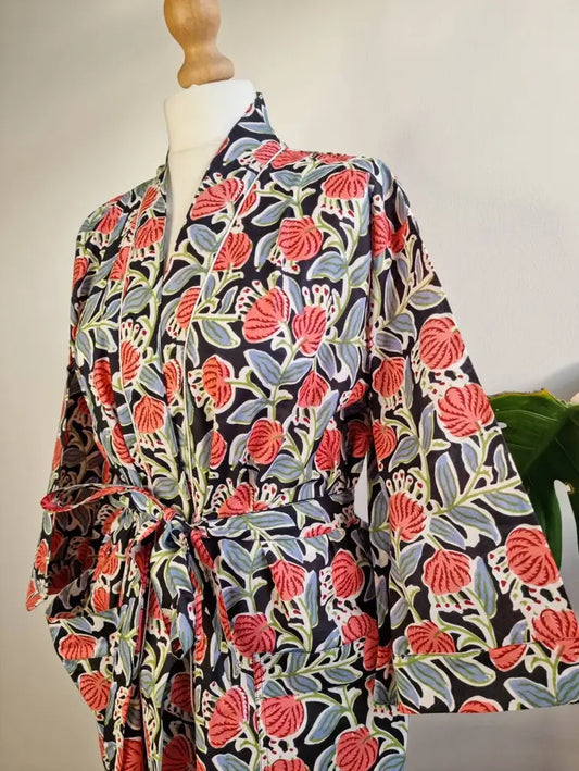 Pure Cotton Indian Block printed House Robe Summer Kimono