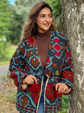 Suzani-Embroidered Fur Open Jacket with Dori Tie Classic
