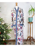Pure Cotton Block printed White Paradise Spring Exotic Lovers Stripe