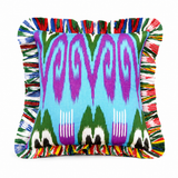 Cotton Cushion Cover :sky  blue purple green  rainbow Ikat print